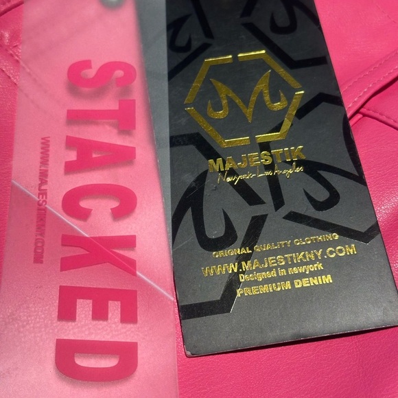 NWT Majestik Barbie Pink Stacked Denim Cargo Utility Pants Y2K Streetwear SZ 32 - Picture 8 of 17